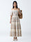 Bombay Paisley Off-White Foliage Cotton Off-Shoulder Dress