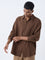 ETA Brown Crinkle-Textured Relaxed-Fit Cotton Shirt