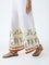 Bombay Paisley White Foliage Print Cotton-Blend Palazzos