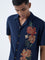 ETA Navy Floral Embroidered Relaxed-Fit Cotton Shirt