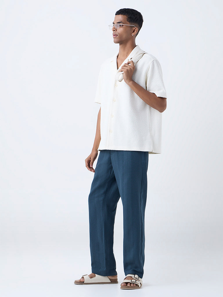 ETA Off-White Textured Relaxed-Fit Cotton-Blend Shirt