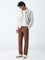 Ascot Brown Relaxed-Fit Mid-Rise Cotton-Blend Trousers