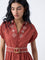 Bombay Paisley Rust Embroidered Cotton Shirt Dress with Belt