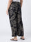 Diza Black Botanical-Printed Pants