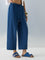 Bombay Paisley Indigo Solid Cotton-Blend Pants