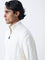 Ascot Off-White Relaxed Fit Three-Quarter Zip Sweater
