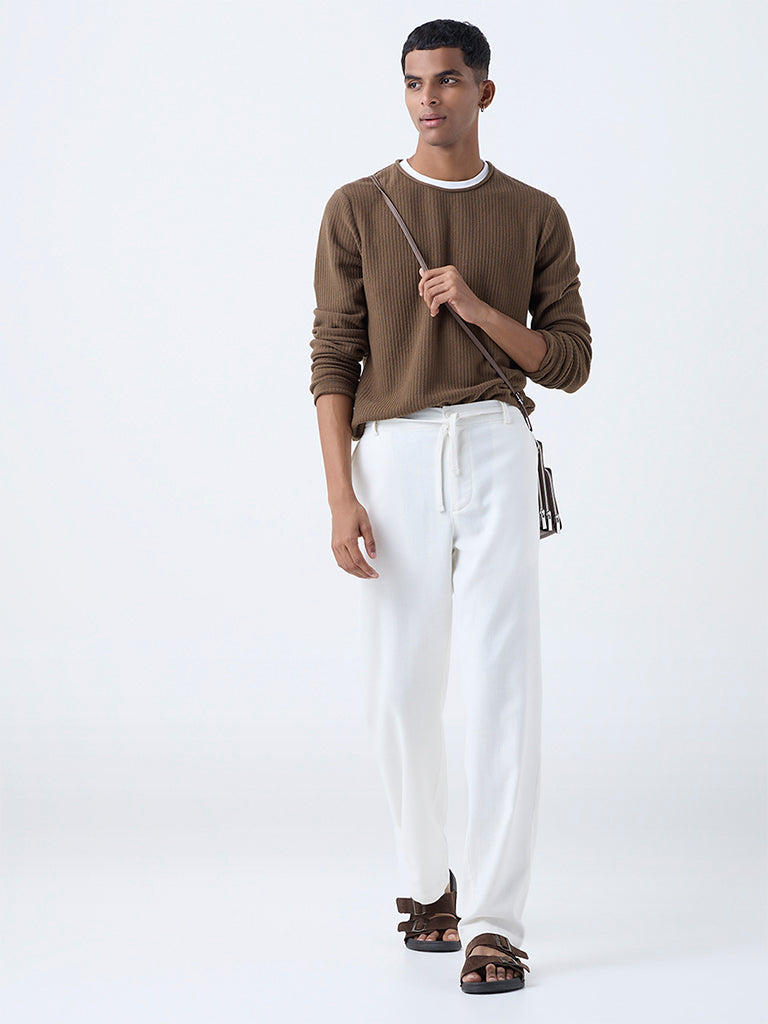 ETA Dark Brown Relaxed-Fit Cotton Sweater