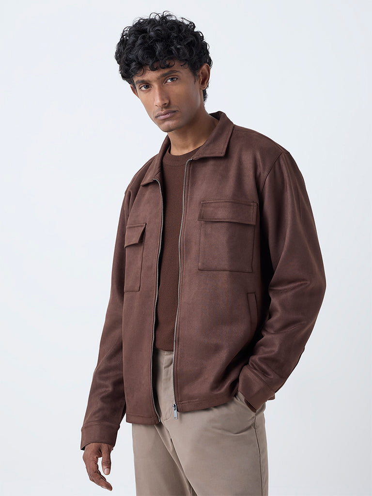 Ascot Dark Brown Relaxed-Fit Suede Jacket