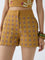 Bombay Paisley Mustard Embroidered Cotton-Blend Shorts