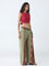 Bombay Paisley Maroon Embroidered Cotton-Blend Crop Top