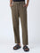ETA Dark Taupe Solid Relaxed-Fit Mid-Rise Cotton Pants
