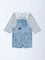 HOP Baby Blue Denim Dungaree with T-Shirt Set