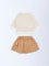 HOP Baby Beige Cotton-Blend Sweatshirt and Skirt Set