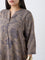 Diza Taupe Foliage Printed Tunic