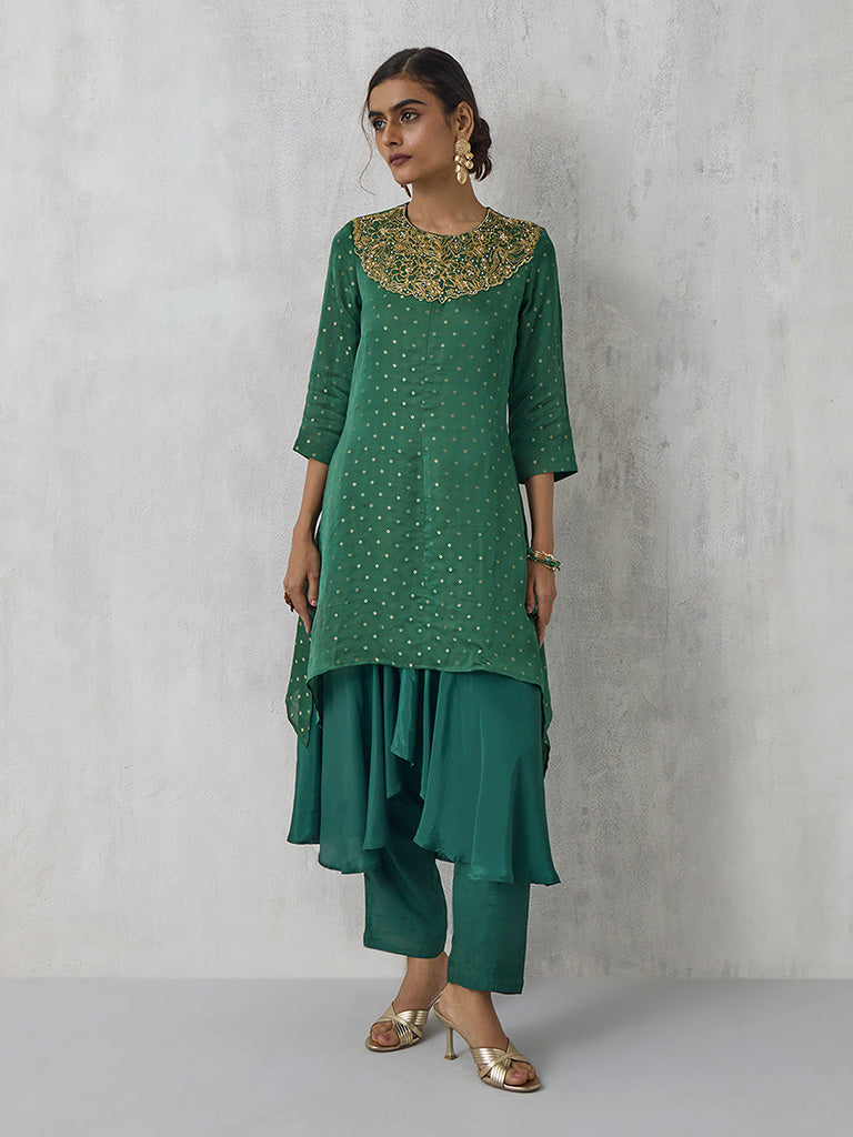 Embellished Green Kurta
