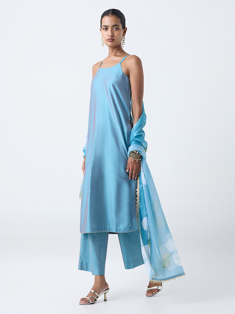 Vark Aqua Solid A-Line Ethnic Set
