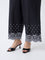 Diza Black Schiffli Embroidered Cotton Palazzos