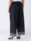 Diza Black Schiffli Embroidered Cotton Palazzos