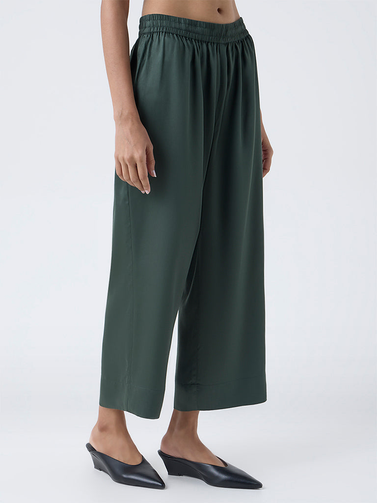Zuba Dark Green Solid Pants