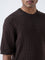 Ascot Dark Brown Cable-Knit Relaxed-Fit Cotton T-Shirt