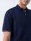 Ascot Navy Relaxed-Fit Cotton-Blend Quarter-Zip Polo T-Shirt