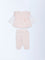 HOP Baby Pink Floral Embroidered Cotton-Blend Top and Pants Set