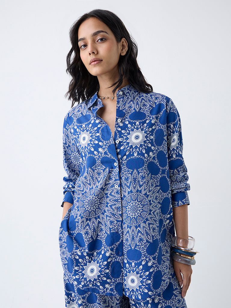 Utsa Blue Mandala-Inspired Tunic