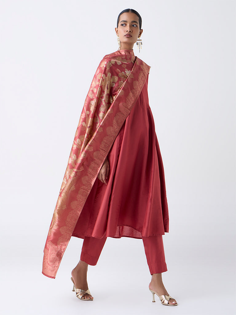 Vark Coral Anarkali Ethnic Set