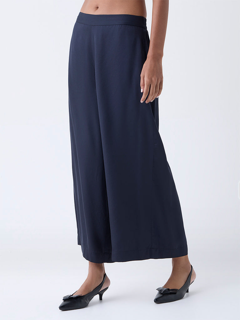 Zuba Black Solid Palazzos