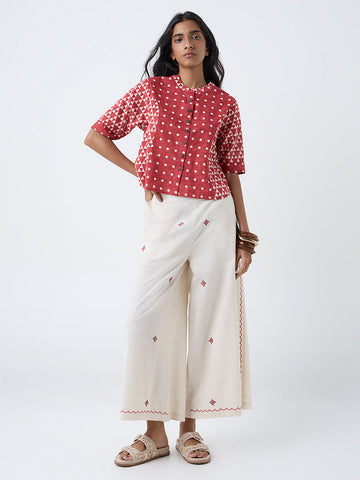 Bombay Paisley Red Geometric Design Cotton Top