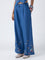 Bombay Paisley Blue Embroidered High-Rise Denim Pants