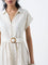 Bombay Paisley Off-White Cotton Shirt Dress with Belt