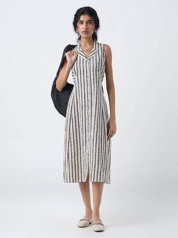 Bombay Paisley Black Cotton-Blend Shirt Dress