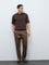 Ascot Dark Brown Textured Relaxed-Fit Cotton T-Shirt