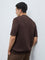Ascot Dark Brown Textured Relaxed-Fit Cotton T-Shirt