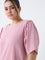 Gia Dusty Pink Crinkle-Textured Cotton Top