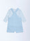 HOP Baby Boys Blue Cotton Dungaree with T-Shirt Set