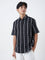 ETA Black Striped Relaxed-Fit Cotton Shirt