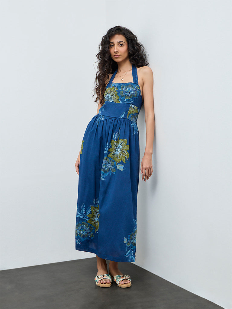 bombay paisley blue dress Buy Bombay Paisley Light Blue Embroidered Cotton A-Line Dress from Westside