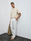 ETA White Striped Relaxed-Fit Mid-Rise Cotton Chinos