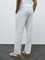 ETA White Striped Relaxed-Fit Mid-Rise Cotton Chinos