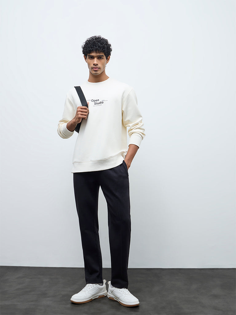 Nuoflexx Black Relaxed-Fit Mid-Rise Cotton-Blend Track Pants