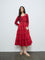 Bombay Paisley Red Checkered Cotton Tiered Dress with Jacket