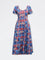 Bombay Paisley Blue Floral Cotton-Blend A-Line Dress