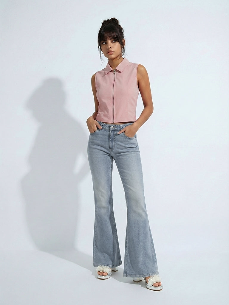 Nuon Light-Blue-Wash High-Waist Bootcut Fit Jeans