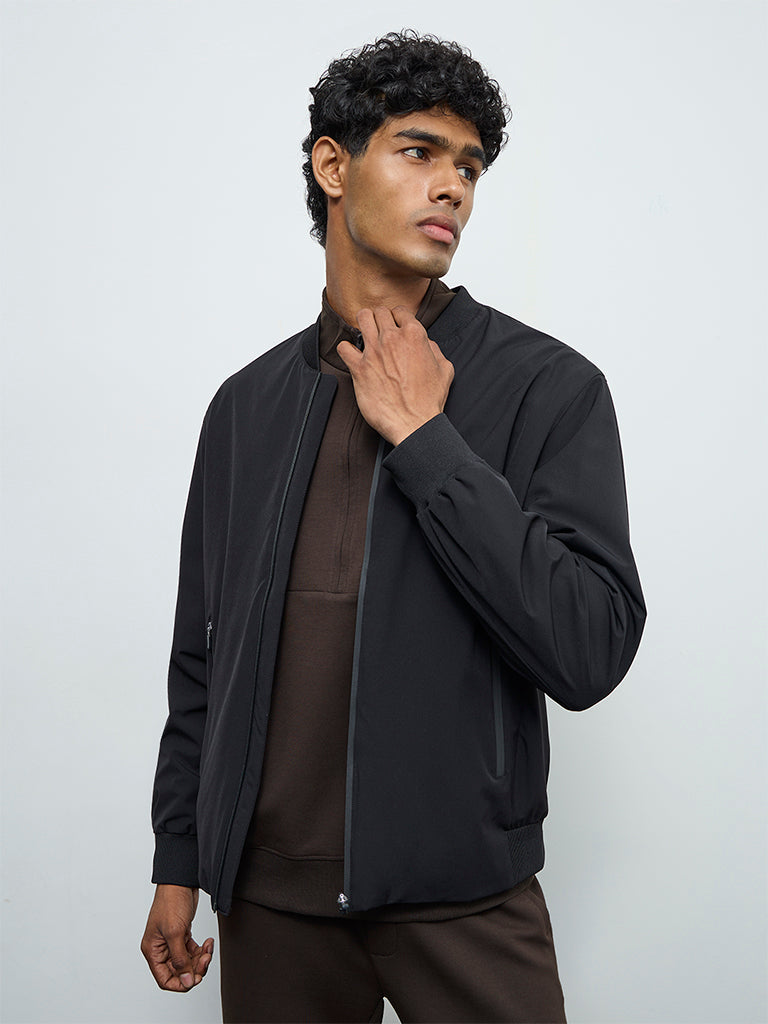 Nuoflexx Black Relaxed-Fit Bomber Jacket