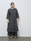 Diza Black Foliage Design A-Line Kurta