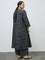 Diza Black Foliage Design A-Line Kurta