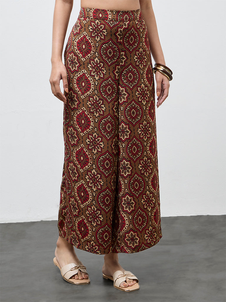 Utsa Red Botanical Design Pants