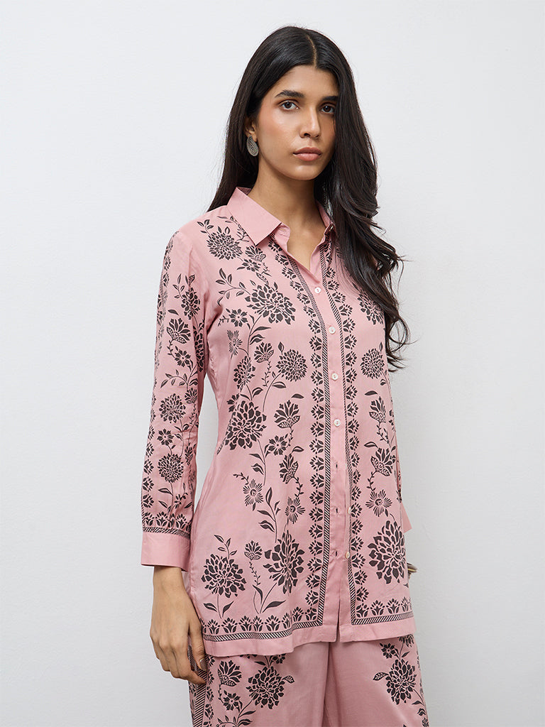 Utsa Dusty Pink Floral Printed Tunic